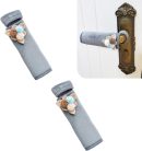 2Pcs Soft Flocking Door Knob Covers, Anti-Static Safety Door Handle Glove Covers, Self-Gripping Door Knob Protector for Flat Square Door Levers (Grey)