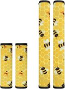Little Bee Print Refrigerator Door Handle Covers, Oven Dishwasher Door Handle Protector Set of 4, Kitchen Decor Accessories