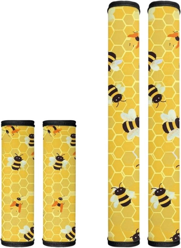 Little Bee Print Refrigerator Door Handle Covers, Oven Dishwasher Door Handle Protector Set of 4, Kitchen Decor Accessories