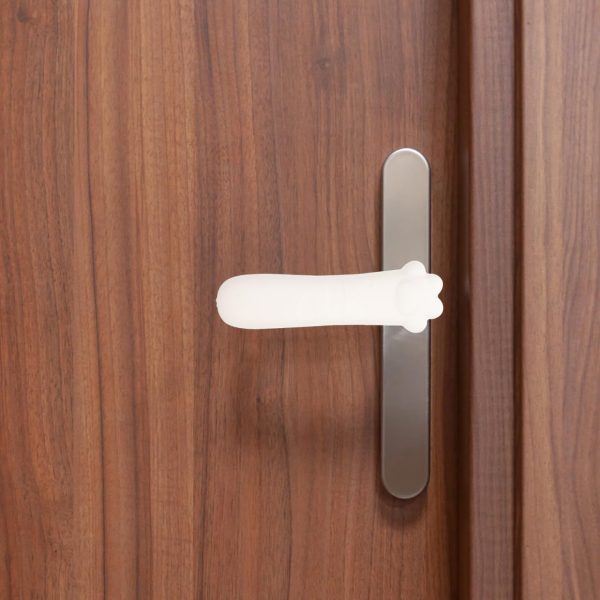2pcs Silicone Door Handle Protective Covers Anti-Collision Doorknob Sls for Boy Girl Safety Easy Installation Noise Reduction Suitable for Long Door Handles Beige - Image 2
