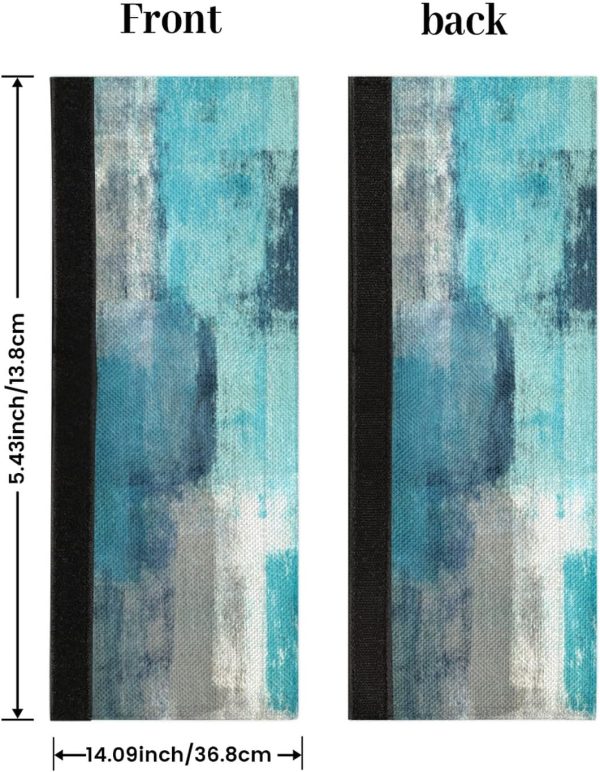 Refrigerator Door Handle Covers Set of 2 Turquoise and Grey Abstract Art Washable Dishwasher Mocrowave Fridge Oven Door Decor Handle Cover Keep Your Kitchen Appliance Clean from Food Stains - Image 2