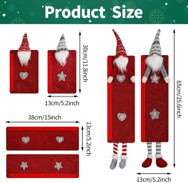 6 Pieces Christmas Refrigerator Handle Covers Gnome Kitchen Decorations Refrigerator Door Handle Covers for Christmas Fridge Microwave Oven Dishwasher Handle Protector - Image 2