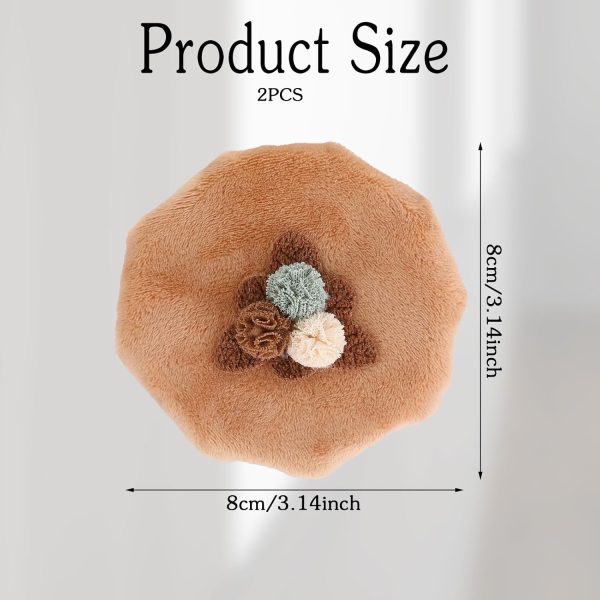 2 Pcs Door Knob Protector Covers Reusable Round Door Handle Cushion Flower Shape Door Knob Covers for Wall Protector Washable Decorative Door Handle Cover (Khaki) - Image 2