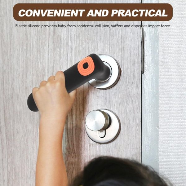 Silicone Door Handle Cover Anti-Scald Kids Room Handle Cover Anti-Static Black 5.50x1.97x1.34in - Image 2