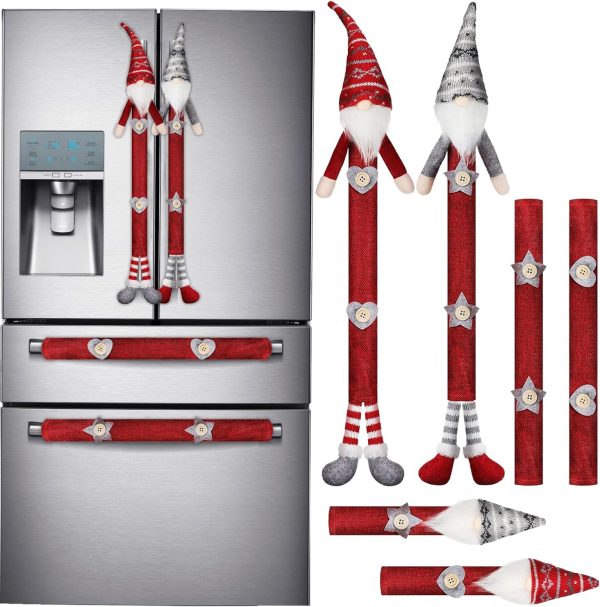 6 Pieces Christmas Refrigerator Handle Covers Gnome Kitchen Decorations Refrigerator Door Handle Covers for Christmas Fridge Microwave Oven Dishwasher Handle Protector