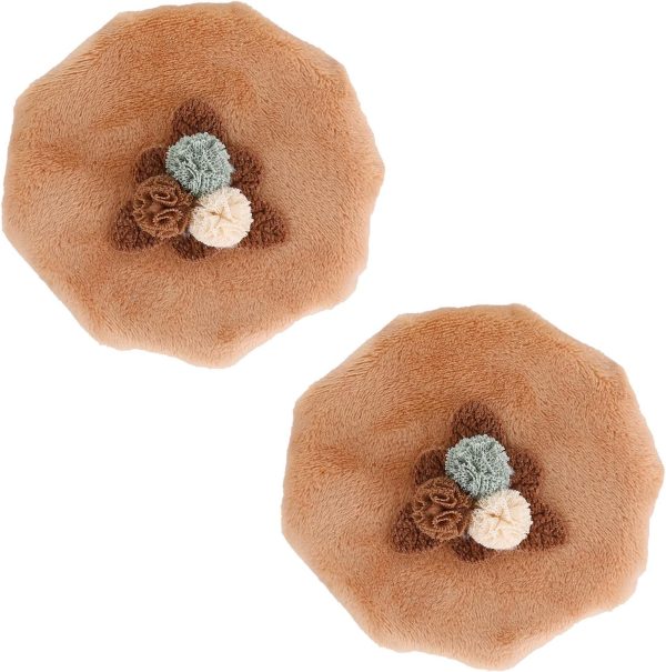 2 Pcs Door Knob Protector Covers Reusable Round Door Handle Cushion Flower Shape Door Knob Covers for Wall Protector Washable Decorative Door Handle Cover (Khaki)
