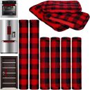 6 Pieces Christmas Refrigerator Cover Door Handle Covers Thick Plaid Kitchen Appliance Covers Handle Protector for Christmas Decorations Microwave(Black and Red,Buffalo Plaid)