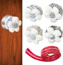 4Pcs Door Knob Covers, Soft Round Door Handle Cover Floral Doorknob Protector Cover, Sponge Reusable Decorative Door Handle Cushion with 39" Clear Anti-Collision Adhesive Strip