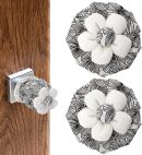 2 Pcs Door Knob Covers Black Floral Door Knob Protector Soft Round Knob Covers for Door Reusable Door Handle Cover with Sponge Washable Decorative Door Handle Cushion