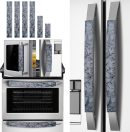 Set of 6 Refrigerator Door Handle Covers, Washable Velvet Fabric Appliance Handle for Fridge Microwave Stove Dishwasher Catch Stains Dust Fingerprint Prevent Ice hot Hand (Wind Grey)